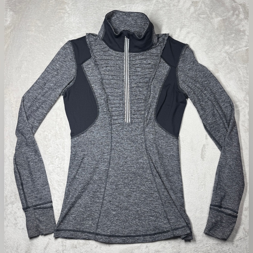 lululemon athletica Heathered Dark Gray Long Sleeve Half-Zip Top
